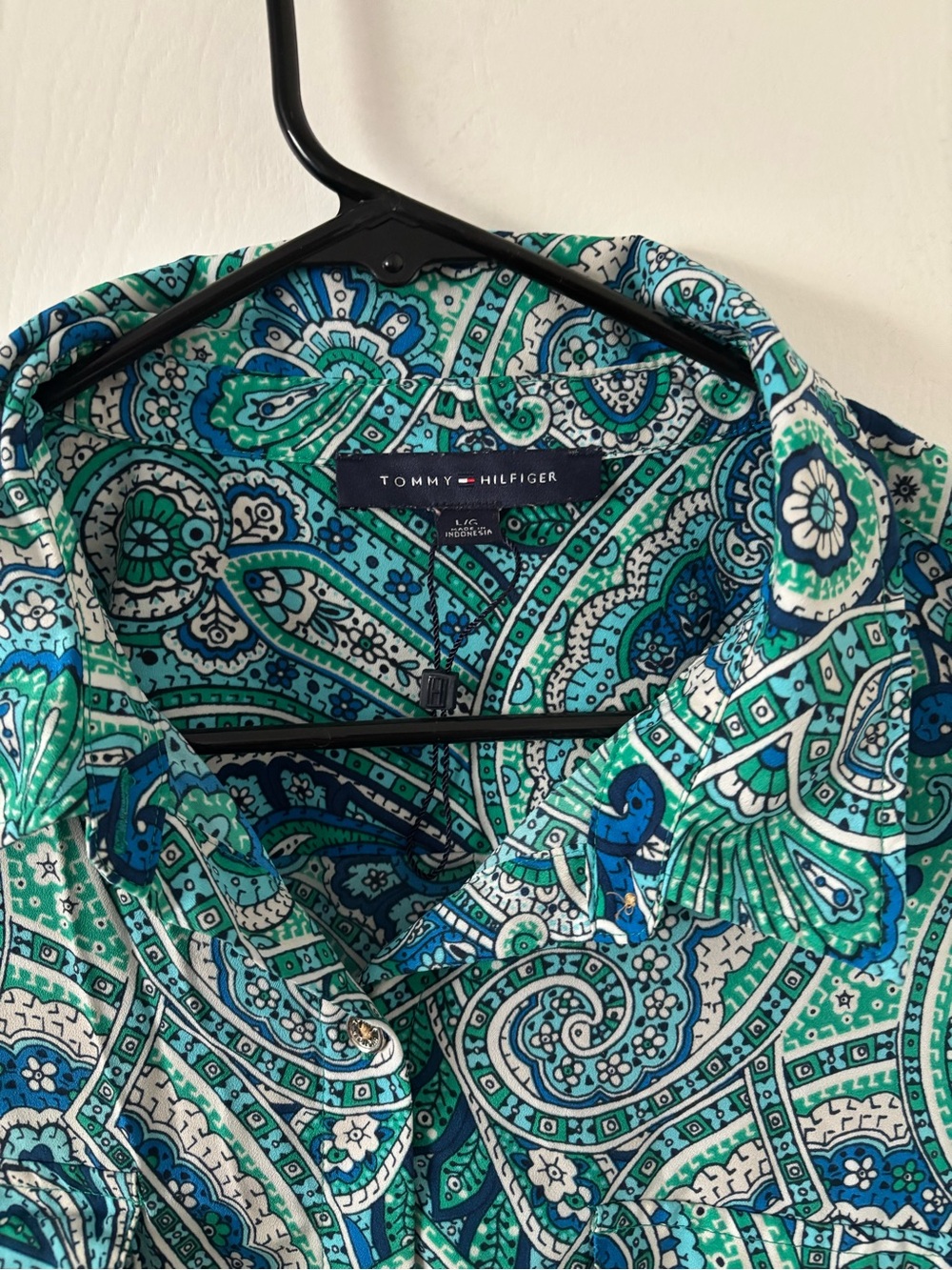 Tommy Hilfiger Teal & Blue Paisley Button-Down Shirt - Picture 2 of 2